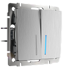 Выключатель двухклавишный с подсветкой werkel w1120109 встраиваемые механизмы серебряный рифленый a050900