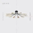 Потолочная люстра VISUAL 10 ламп. Цвет Латунь Lampatron 5673-14744