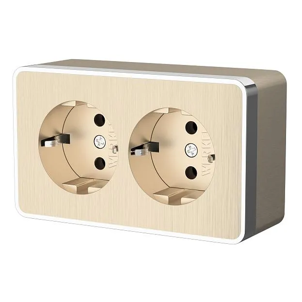 Розетка двойная с заземлением Werkel W5072110 (шампань рифленый) Gallant a051037 Розетка двойная с заземлением Werkel W5072110 (шампань рифленый) Gallant a051037