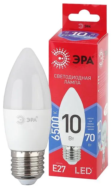 Лампочка светодиодная ЭРА LED B35-10W-865-E27 R