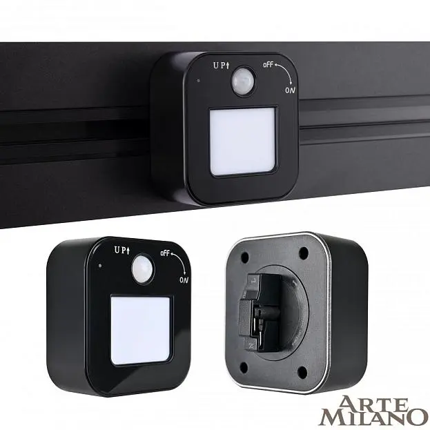 Трековый светильник с датчиком движения, 3W 250V Arte Milano 380022TLS/LWS Black Am Трековый светильник с датчиком движения, 3W 250V Arte Milano 380022TLS/LWS Black Am