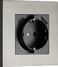 Розетка Schuko с зарядным устройством USB A+C, с защитными шторками, вороненая сталь, Donel DT155GB N96