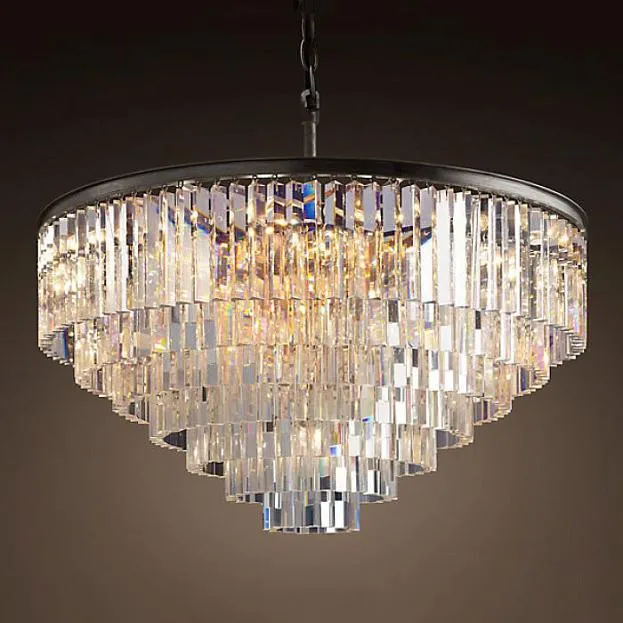 Подвесная люстра RH 1920s Odeon Clear Glass Fringe Chandelier D110 ImperiumLoft 213688-22 40.292