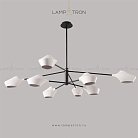 Люстра LANT 8 плафонов. Размер L. Цвет белый. Черный каркас. Lampatron 871-1313
