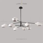 Люстра LANT 8 плафонов. Размер L. Цвет белый. Черный каркас. Lampatron 871-1313