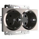 розетка двойная с заземлением Werkel W1172002 Встраиваемые механизмы глянцевый никель a051095