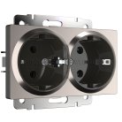 розетка двойная с заземлением Werkel W1172002 Встраиваемые механизмы глянцевый никель a051095