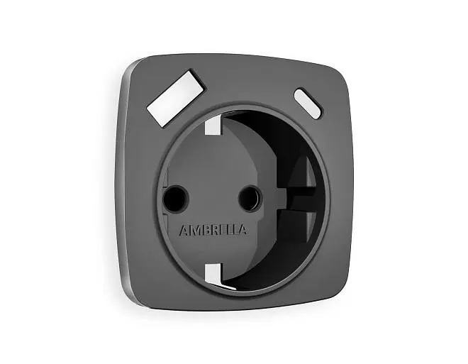 Лицевая панель OMEGA (Антрацит серый) для электрической розетки с заземлением Ambrella Volt OP6600 QUANT Лицевая панель OMEGA (Антрацит серый) для электрической розетки с заземлением Ambrella Volt OP6600 QUANT