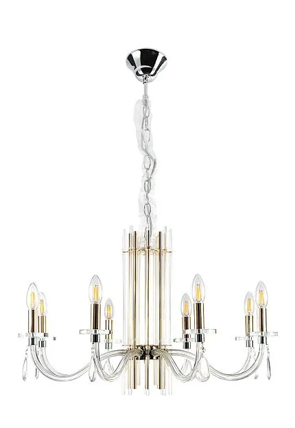 Подвесная люстра Crystal Lux AURELIO SP8 GOLD+CHROME/TRANSPARENT
