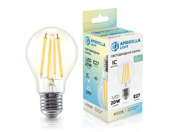Светодиодная лампа Лон A60 20W 4000K Ambrella light 602014