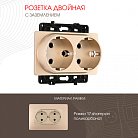 Розетка двойная с заземлением и шторками, 16A 250V Arte Milano 217.40-2.shampan