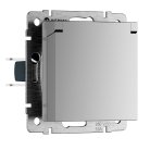 розетка с заземлением, шторками и защитной крышкой Werkel W1171206 Встраиваемые механизмы серебряные a069626