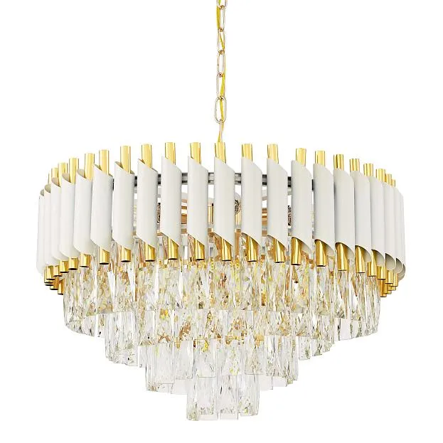 Хрустальная подвесная люстра Lumina Deco Funneli LDP 6003-500 WT+F.GD Хрустальная подвесная люстра Lumina Deco Funneli LDP 6003-500 WT+F.GD