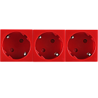Розетка 3х2К+З нем.ст., 45 гр., с з/ш, крас. (135х45мм), Donel DF6D3R 45х45