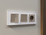 Комплект механизма 2-клавишного перекрестного выключателя 10A-250V ALFA Серо-бежевый матовый Volt MA363030 QUANT