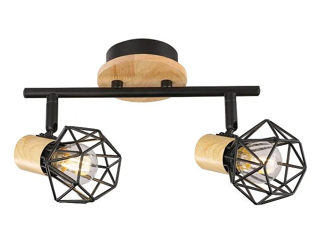 Спот Ambrella light TR8752/2 BK/WD черный/дерево IP20 E27/2 310*115*200