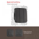 Выключатель трёхклавишный, 10AX 250V Arte Milano 205.30-3.black am