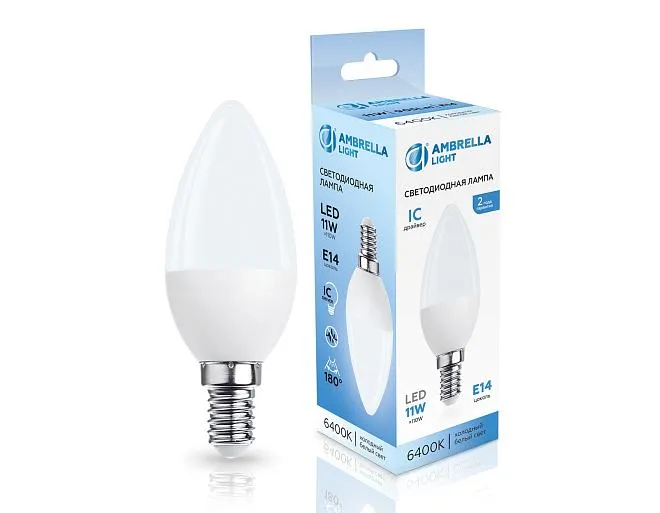 Светодиодная лампа Свеча C37 11W 6400K Ambrella light 371116