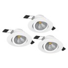 Комплект встраиваемых диммируемых светильников 3X6W (LED) 2700K 1350lm ?88 алюминий белый / стекло прозрачный eglo 900745 SALICETO