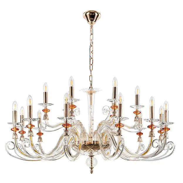 Подвесная люстра Crystal Lux Catarina SP12+6 V2 Gold/Transparent-Cognac Подвесная люстра Crystal Lux Catarina SP12+6 V2 Gold/Transparent-Cognac