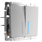 выключатель двухклавишный проходной с подсветкой Werkel W1122106 Встраиваемые механизмы серебряные a050884