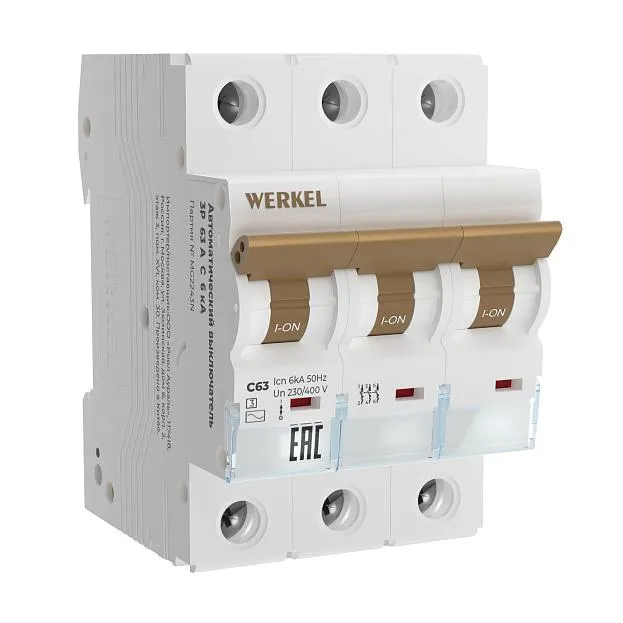 Автоматический выключатель werkel 3P 63 A C 6 kА W903P636 a062555 Автоматический выключатель werkel 3P 63 A C 6 kА W903P636 a062555
