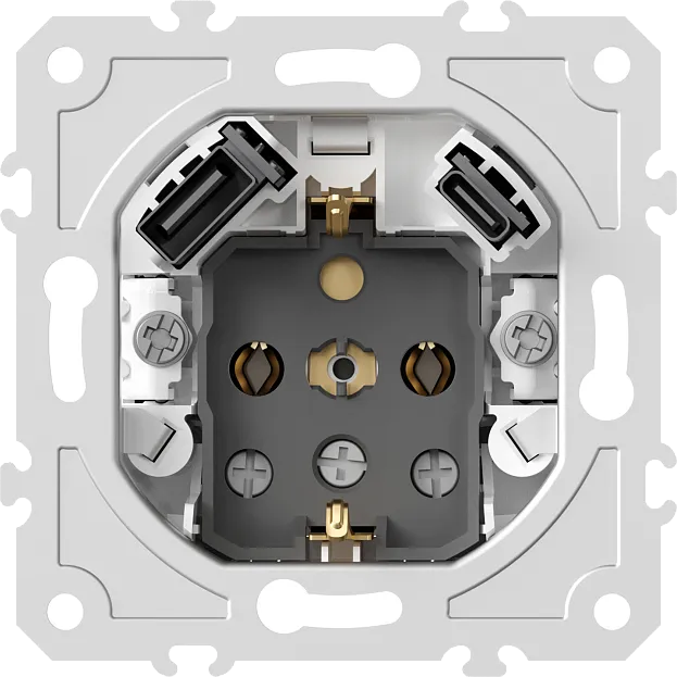 Механизм розетки Schuko 16А 250 В~ с зарядным устройством USB A+C, 5V/3A, мощность 20W, на винтах Donel DB19900 DB Механизм розетки Schuko 16А 250 В~ с зарядным устройством USB A+C, 5V/3A, мощность 20W, на винтах Donel DB19900 DB