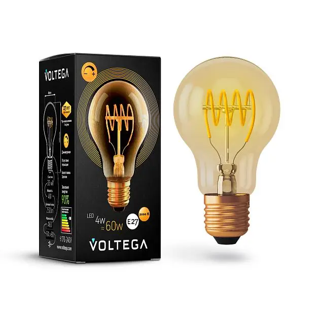 Светодиодная лампа Voltega 7078 Loft Led A60 4W 2800K E27 DIM VG10-A60GE27warm4W-FB Светодиодная лампа Voltega 7078 Loft Led A60 4W 2800K E27 DIM VG10-A60GE27warm4W-FB