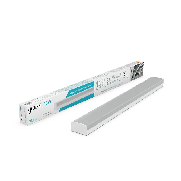 Светильник LED матовый IP40 590x60x36мм 18W 1800Лм 4000K Shop Lighting белый 1/20 Gauss 883525280