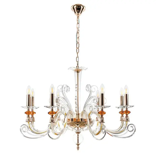 Подвесная люстра Crystal Lux CATARINA SP8 V2 GOLD/TRANSPARENT-COGNAC Подвесная люстра Crystal Lux CATARINA SP8 V2 GOLD/TRANSPARENT-COGNAC