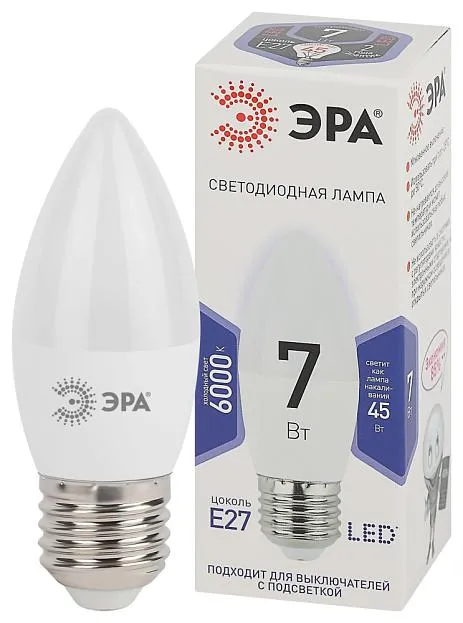 Лампочка светодиодная ЭРА LED B35-7W-860-E27