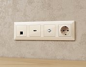 Комплект механизма TV розетки SAT 5-2400MHz 3.5dB ALFA Бежевый глянец Volt MA313050 QUANT