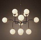 Люстра на штанге RH Bistro Globe Milk Glass 12-Light Chandelier ImperiumLoft 123454-22 40.1541