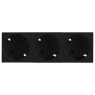 Розетка 3х2К+З нем.ст., 45 гр., с з/ш, черн. (135х45мм), Donel DF6D3AN 45х45