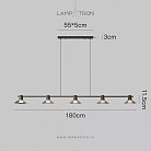 Реечный, рядный светильник CICLA LONG 5 ламп. Цвет: Черненая латунь Lampatron 8191-22422