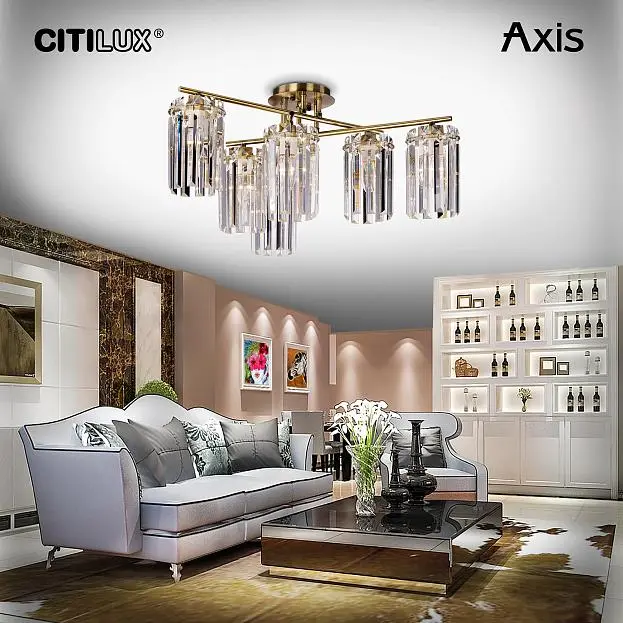 Люстра хрустальная потолочная Бронза Citilux CL313263 AXIS Люстра хрустальная потолочная Бронза Citilux CL313263 AXIS