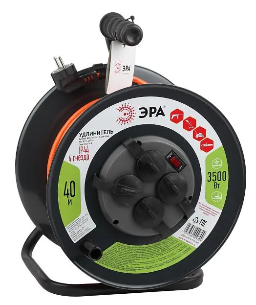 Розеточные блоки, удлинители ЭРА RMx-4es-3x1.5-40m-IP44