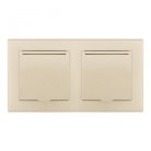 Розетка двойная (двухпостовая) с заземлением шторками защитной крышкой шампань с рамкой Arte Milano SET06-2-41-1x2 shampan