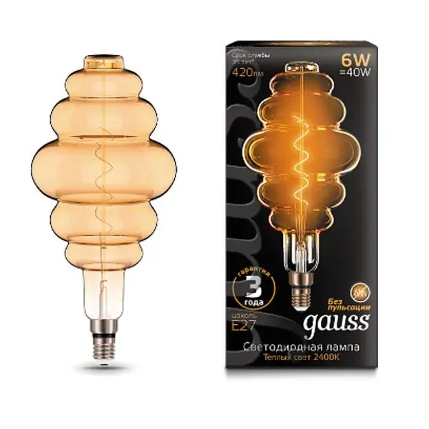 Лампа Gauss 158802006 E27 6W 2400K золотая Лампа Gauss 158802006 E27 6W 2400K золотая