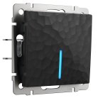 Выключатель одноклавишный проходной с подсветкой Werkel W1212108 (черный) Hammer a052056