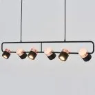 Реечный, рядный светильник FIREFLY L 6 плафонов. Черный+Розовое золото. Lampatron 1216-6913