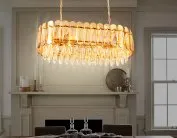 Подвесная люстра Ambrella light TR5074/8 GD/TI/CL золото/янтарь/прозрачный E14/8 max 40W 800*360*950