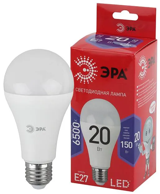 Лампочка светодиодная ЭРА LED A65-20W-865-E27 R