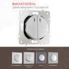 Выключатель двухклавишный с подсветкой, 10AX 250V Arte Milano 202.31-2.silver am-202