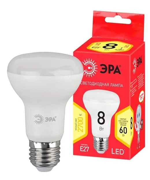 Лампочка светодиодная ЭРА LED R63-8W-827-E27 R