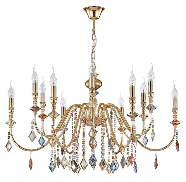 Люстра Crystal Lux MERCEDES SP6+6 GOLD/COLOR 0951/312