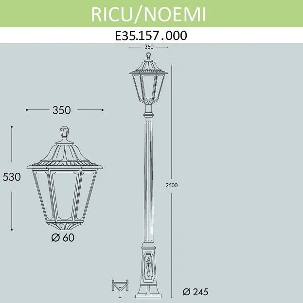 Наземный фонарь IP55 Fumagalli E35.157.000.AXH27 Noemi Наземный фонарь IP55 Fumagalli E35.157.000.AXH27 Noemi