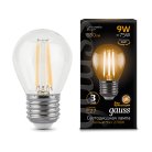Лампа Gauss 105802109 филаментная E27 9W 2700K шар прозрачный Filament Globe