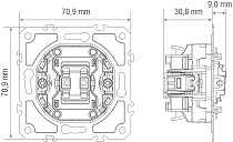 Механизм выключателя В1 с 3-х мест (перекрёстного), быстрозажимные контакты, 16 A 250, Donel DO10700 D16