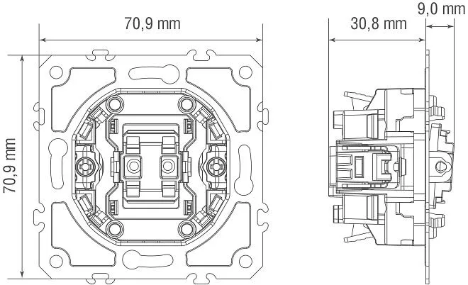 Механизм выключателя В1 с 3-х мест (перекрёстного), быстрозажимные контакты, 16 A 250, Donel DO10700 D16